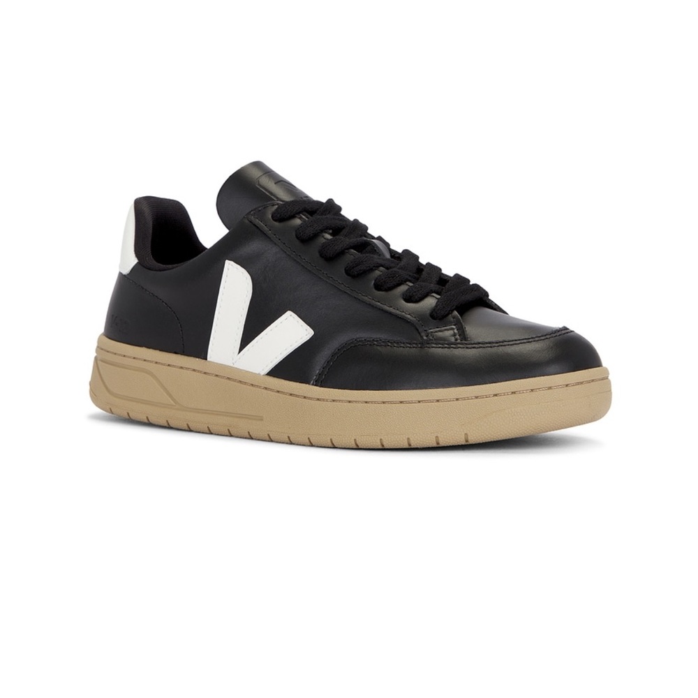 Veja V-12 Sneaker In Black, White, & Dune - Picture 2 of 7